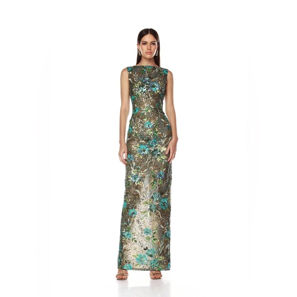 Bronx and Banco Dresses & Skirts - NWOT BRONX AND BANCO Violet Teal Maxi Dress , Elegant Floral Evening Gown